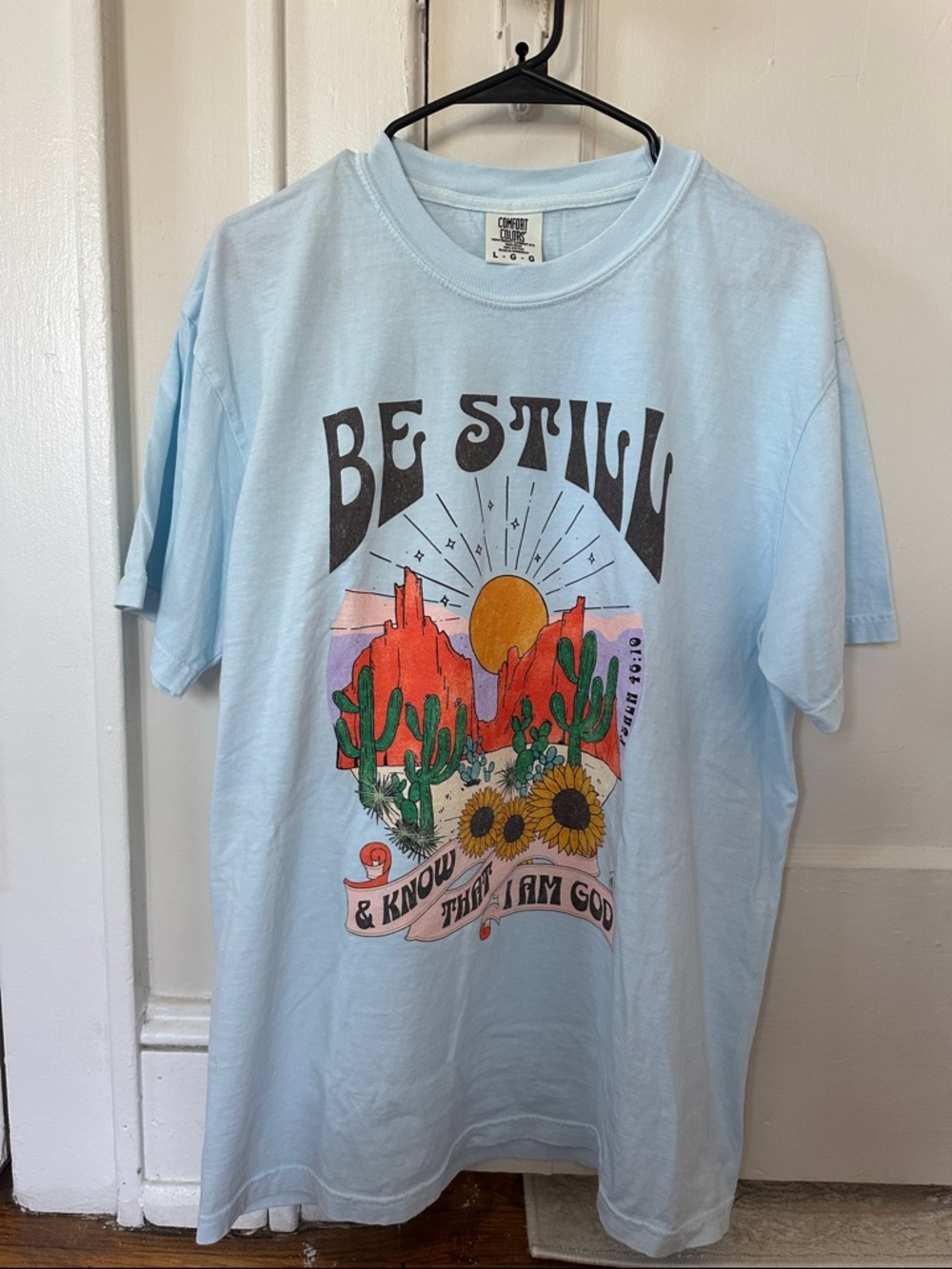 Comfort Colors Light Blue Graphic Tee with Desert Artwork
